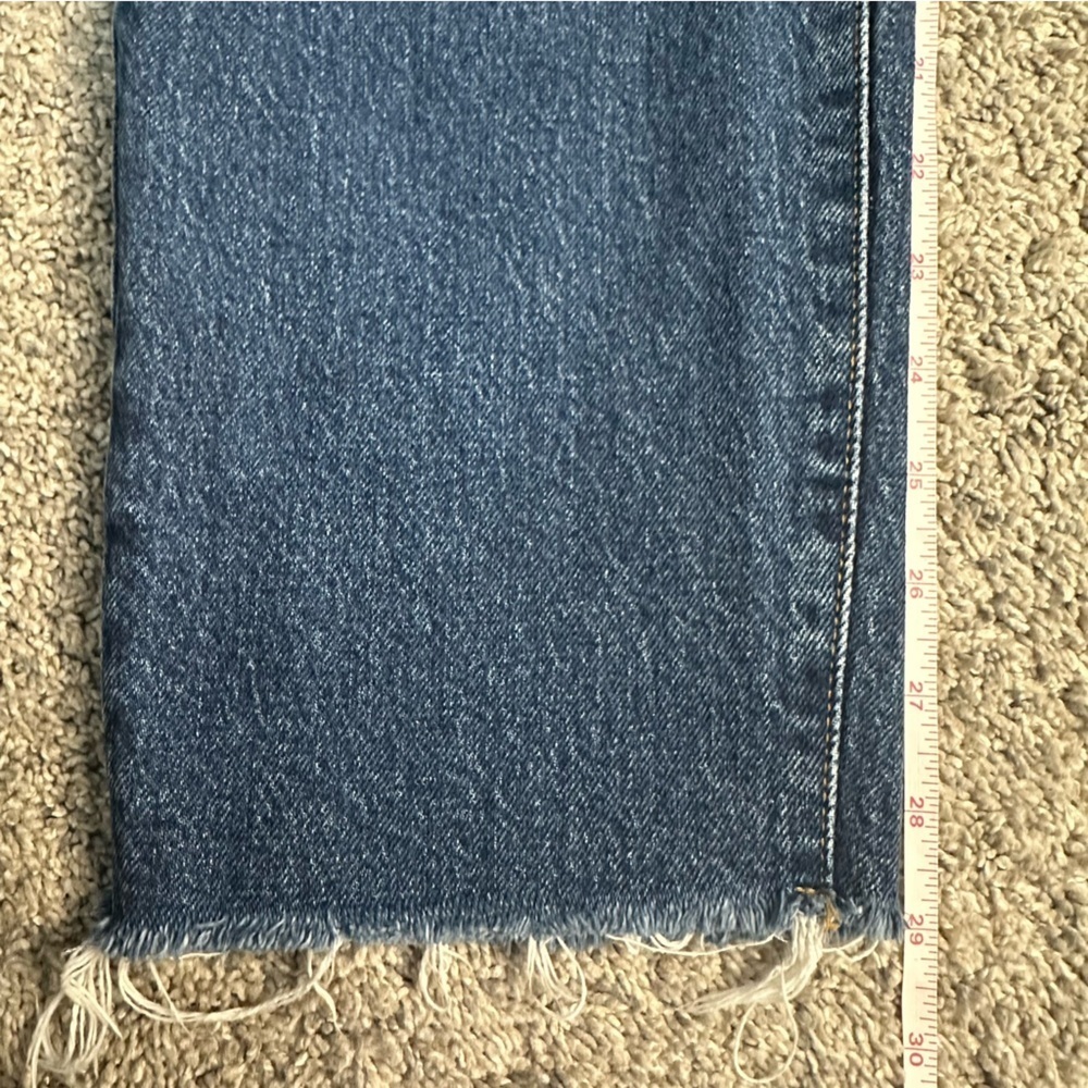 River Island High-rise Raw-Hem Straight leg Ankle dark blue Jean 10 30 stretch - Picture 12 of 12